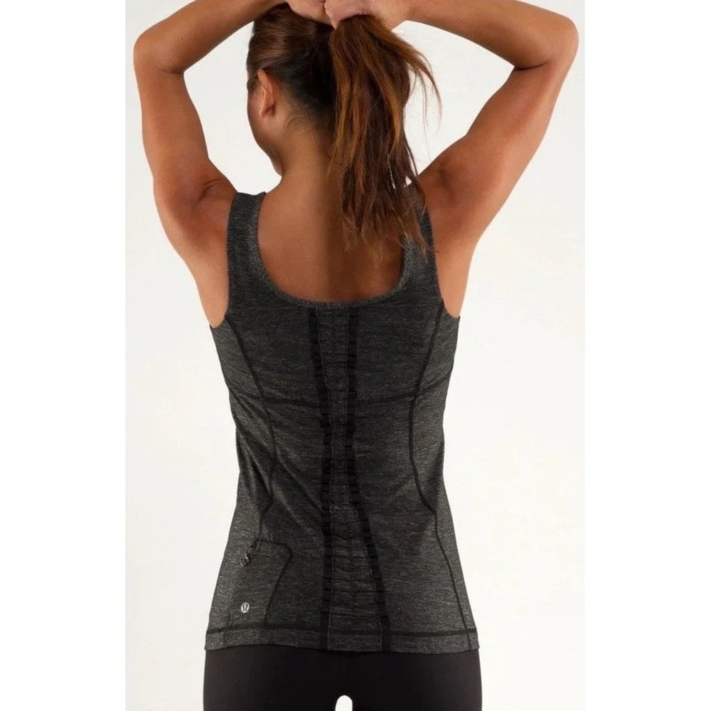 Lululemon Run Free Tank Heathered Black Stretch Women's Size 8